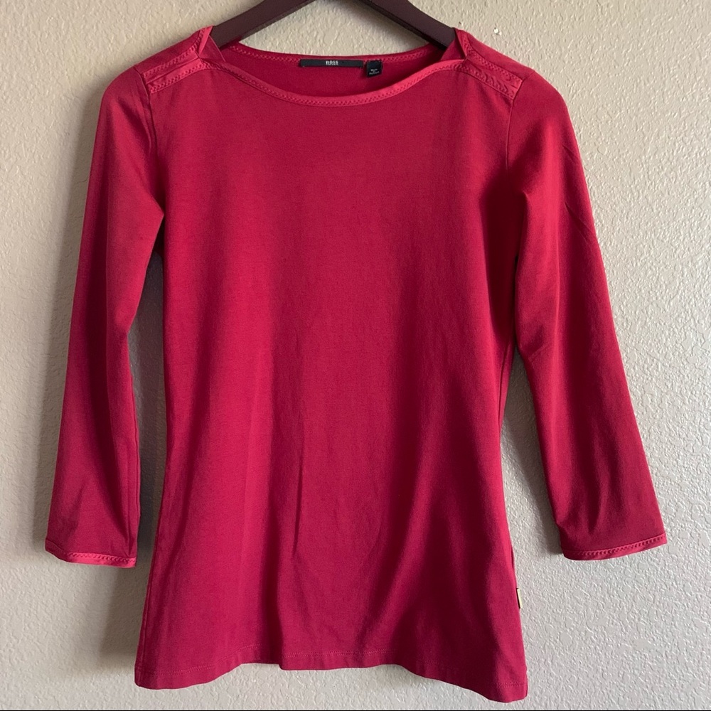 Hugo BOSS Red 3/4 Sleeves Tee Size XS